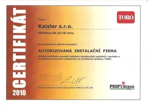 Certifikat TORO 2010